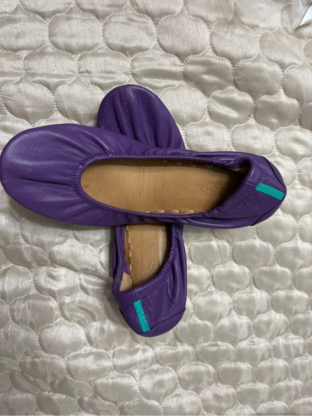 Tieks Purple Leather Ballet Flats with Teal Tab